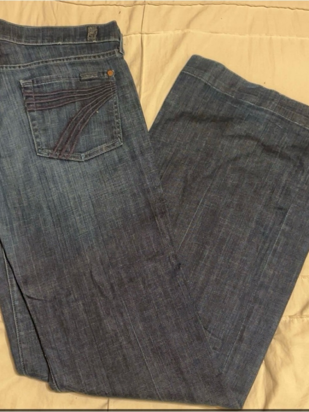 7 For All Mankind Women's Dark Blue Flare Jeans